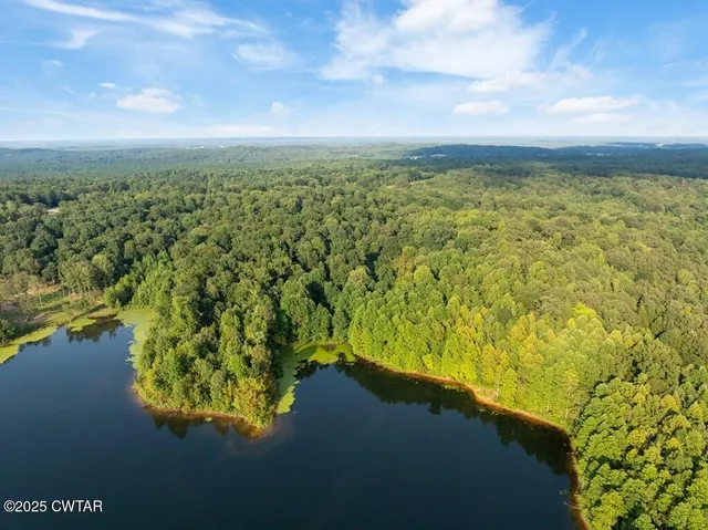 a view of a lake from a yard