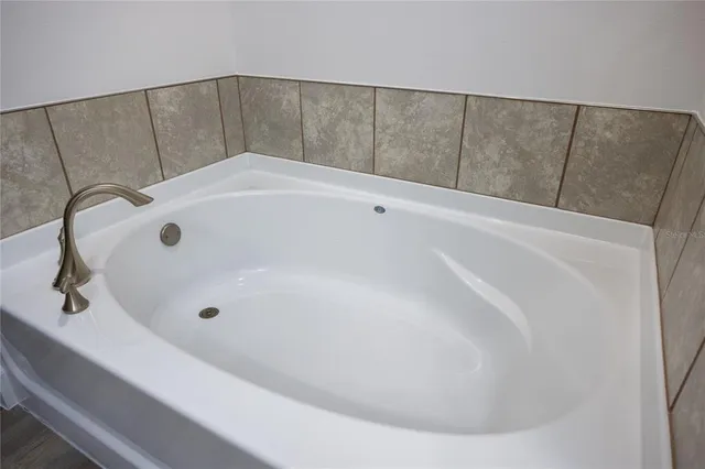 a bathroom with a bathtub