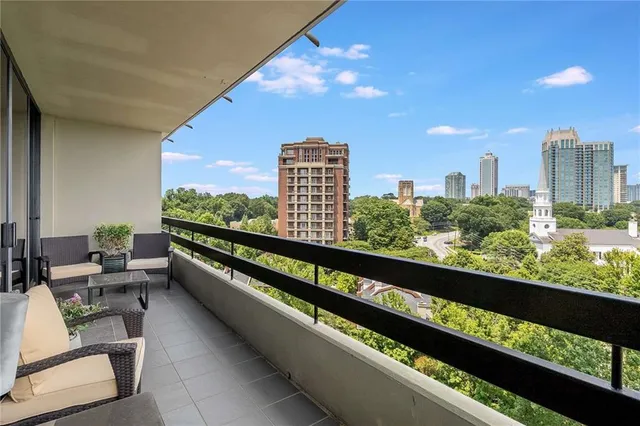 a view of city from a balcony