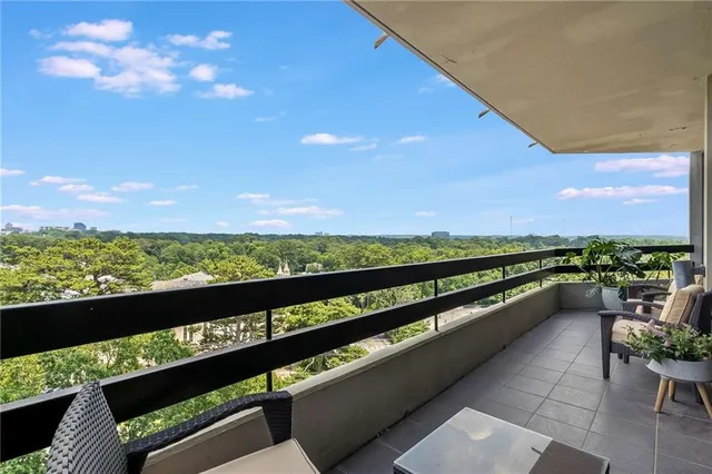 a view of a city from a balcony