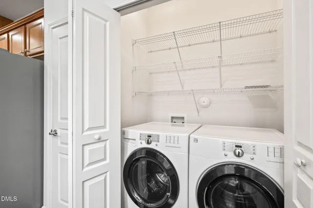 a view of a room with racks on the wall