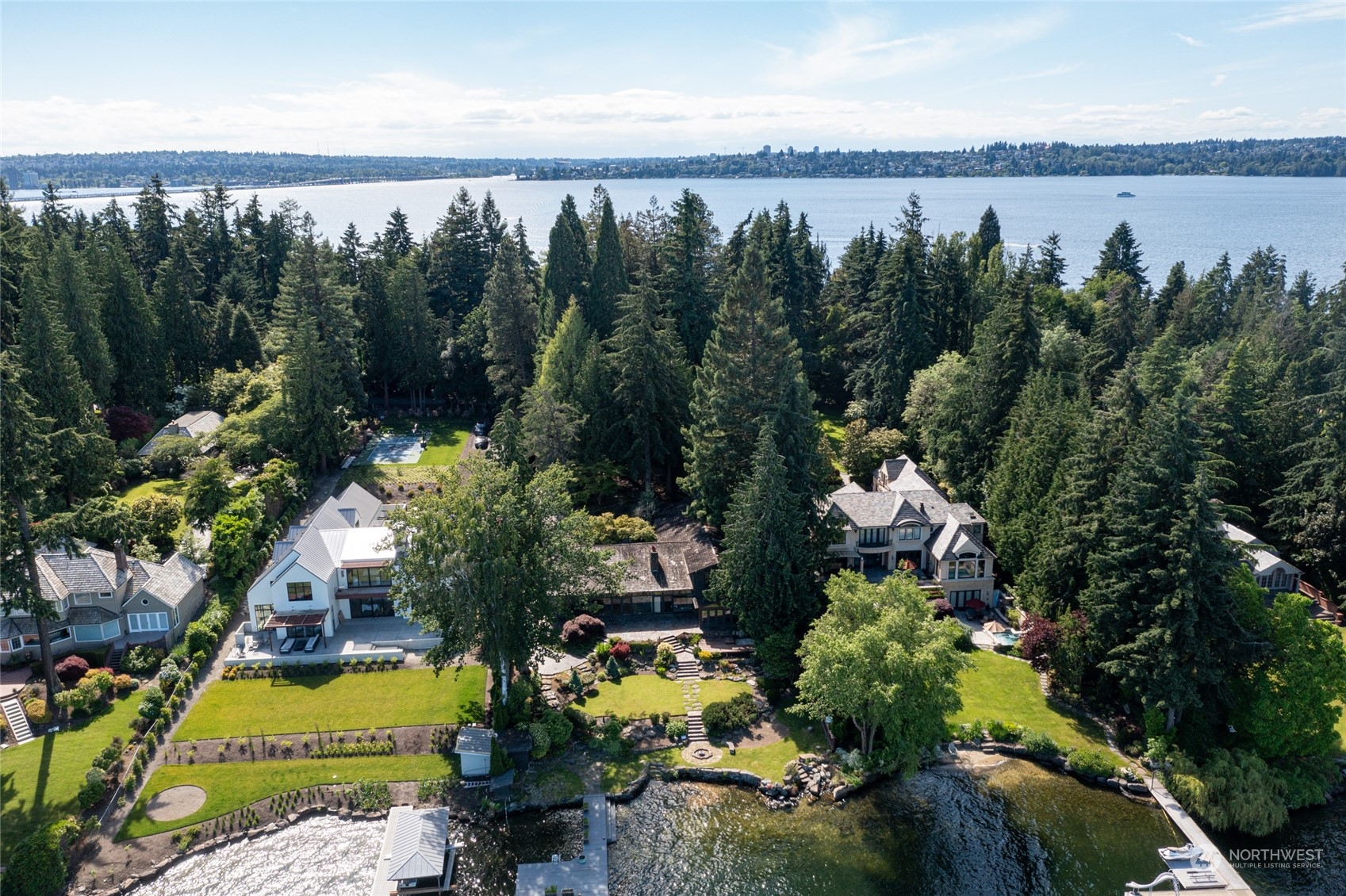 4232 Hunts Point Road Hunts Point, WA 98004 - Photo 19 of 23 an aerial view of a house with a garden and lake view