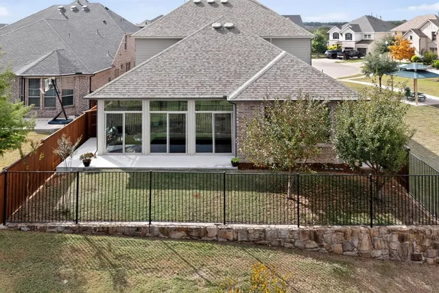 a building outdoor space with seating