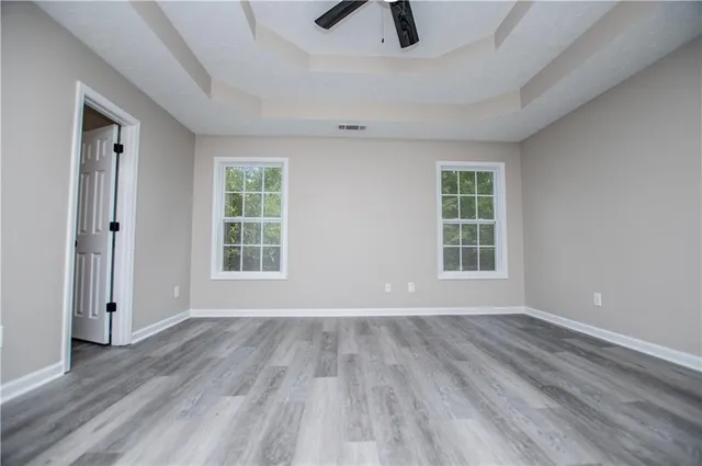 a view of an empty walk in closet