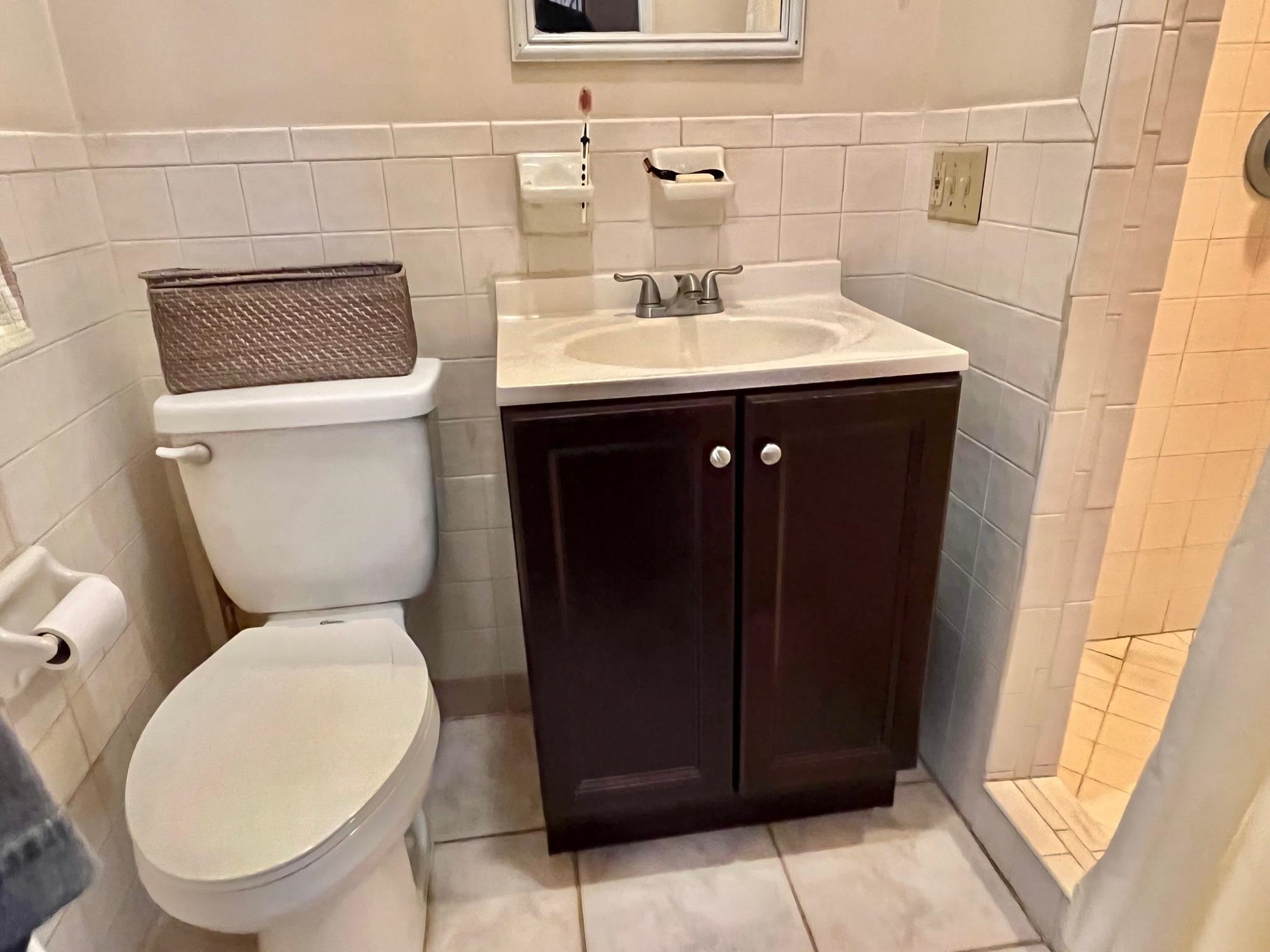 138 King Street, Unit D St. Augustine, FL 32084 - Photo 12 of 12 a bathroom with a toilet a sink and a mirror