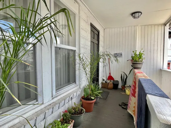 a view of porch with seating space