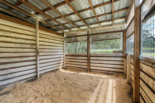 a view of a park with swings
