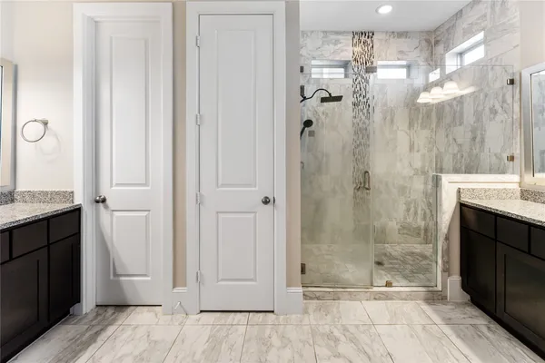a bathroom with a shower