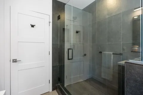 a bathroom with a shower