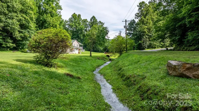 a view of a grassy field with trees