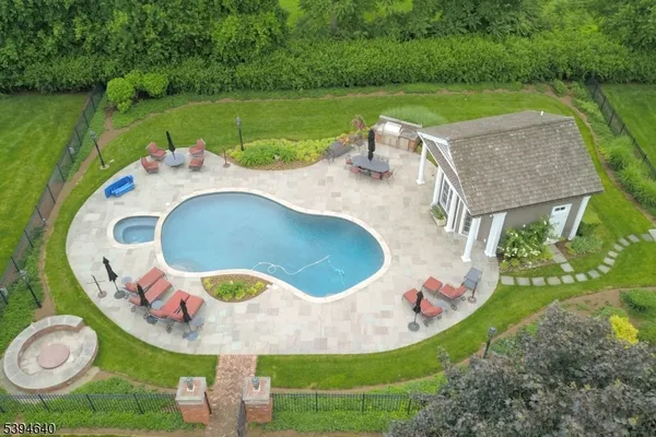 an aerial view of a house having outdoor space
