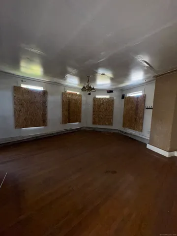 an empty room with windows