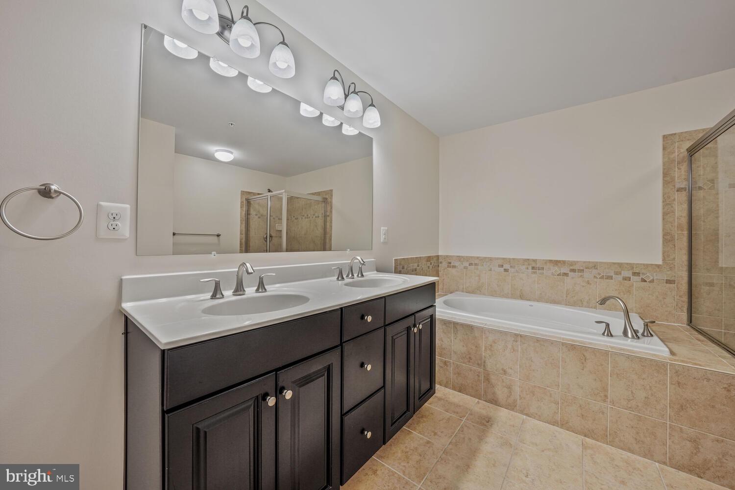 42550 Sunset Ridge Square Ashburn, VA 20148 - Photo 22 of 36 a spacious bathroom with a sink a large mirror and a bathtub