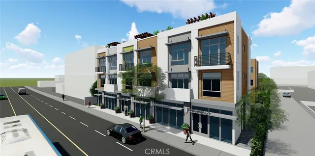 a view of a building from a balcony