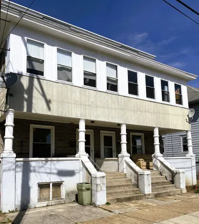 a view of a building with large windows