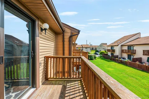 a view of wooden balcony