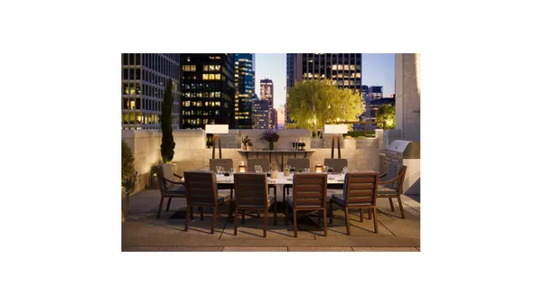 a view of a dining room with chairs