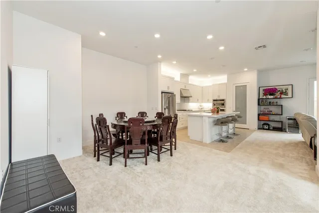 a view of a dining area with furniture