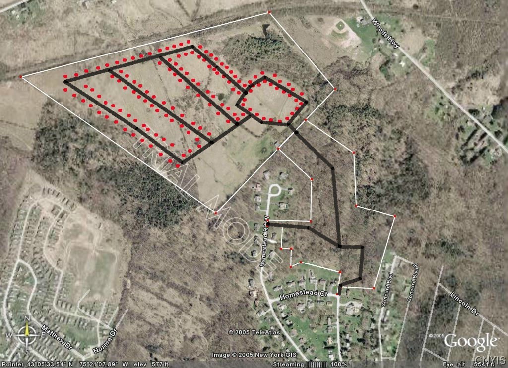Homestead Road Clinton, NY 13323 - Photo 3 of 17 Conceptual drawing of Lot 1 (23.8ac) AND 34.1 39.25AC bordered by old Railroad bed.