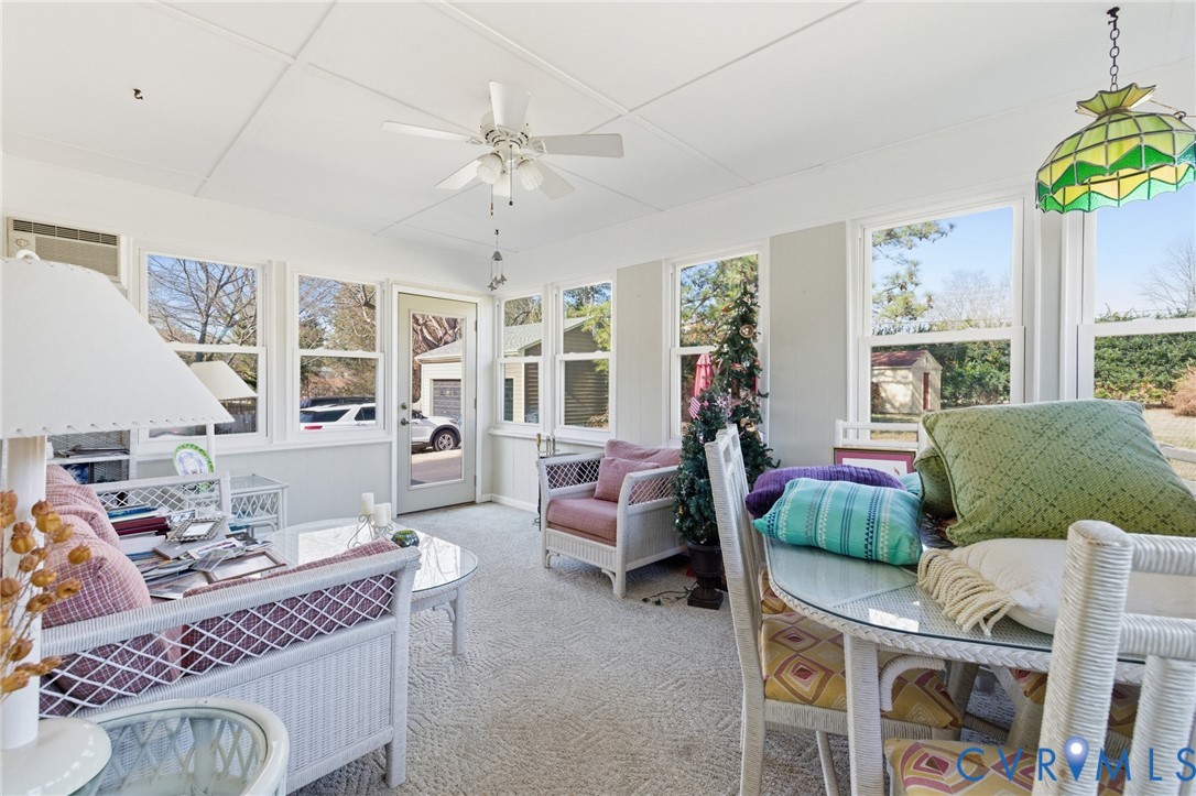 4500 Vauxhall Road Richmond, VA 23234 - Photo 14 of 30 Sunroom / solarium with ceiling fan, carpet floors