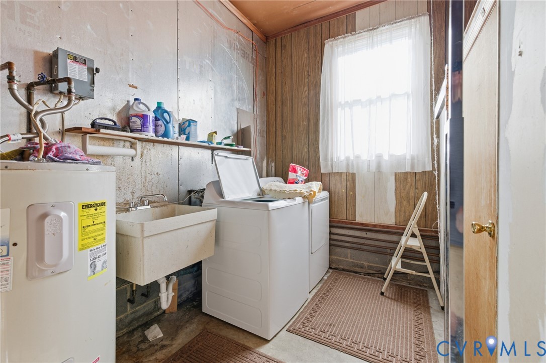 4500 Vauxhall Road Richmond, VA 23234 - Photo 26 of 30 Washroom with water heater, washer and clothes dry
