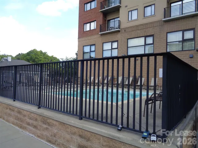 a view of a building from a porch