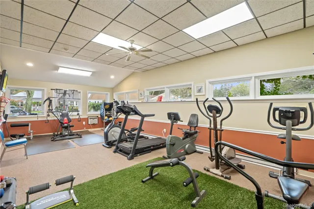 a view of a room with gym equipment