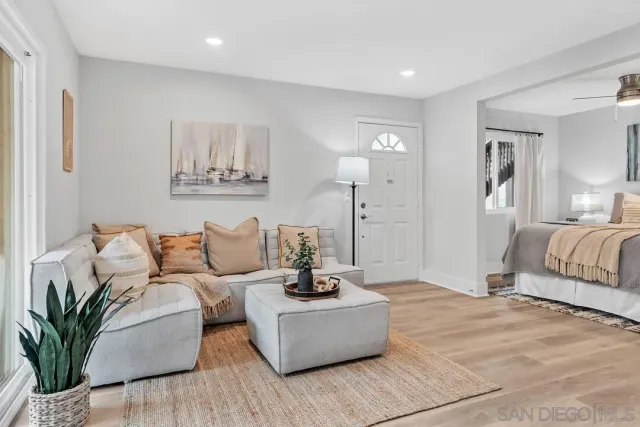 a living room with furniture