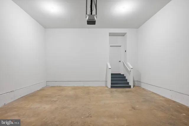 a view of a room with racks on the wall