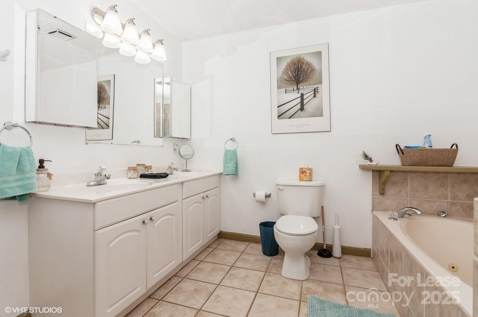 9938 Sandra Lane Fort Mill, SC 29707 - Photo 19 of 36 a bathroom with a double vanity sink mirror and toilet