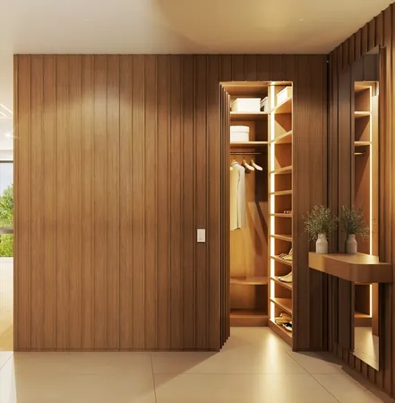 a view of an empty room with a door