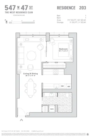 $950,000 | 547 West 47th Street, Unit 203 | Hell's Kitchen