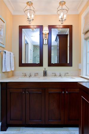 46 Yarmouth Road Wellesley, MA 02481 - Photo 10 of 11 a bathroom with a double vanity sink and a mirror