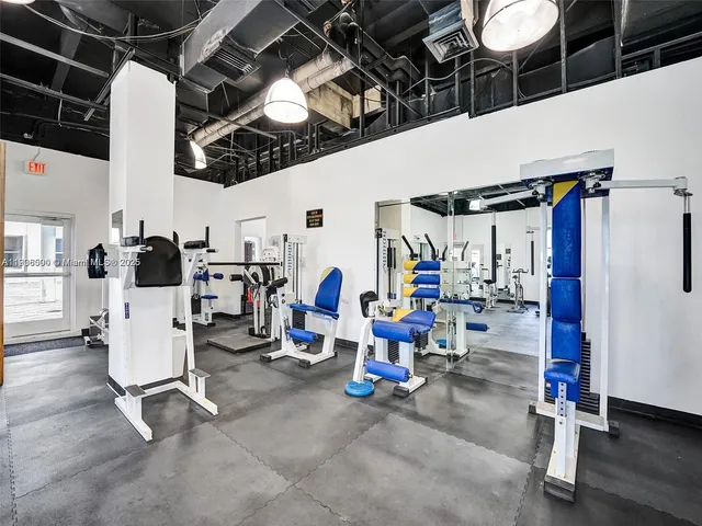 a view of a room with gym equipment