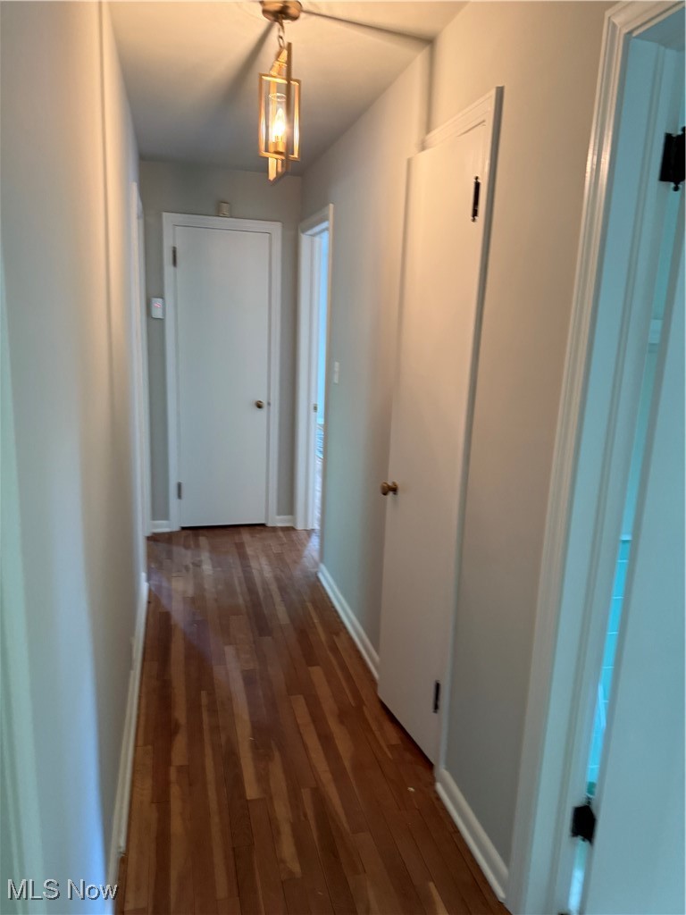 2520 Holgate Road Akron, OH 44313 - Photo 20 of 41 Hallway featuring dark wood finished floors and baseboards