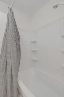 a bathroom with a bathtub