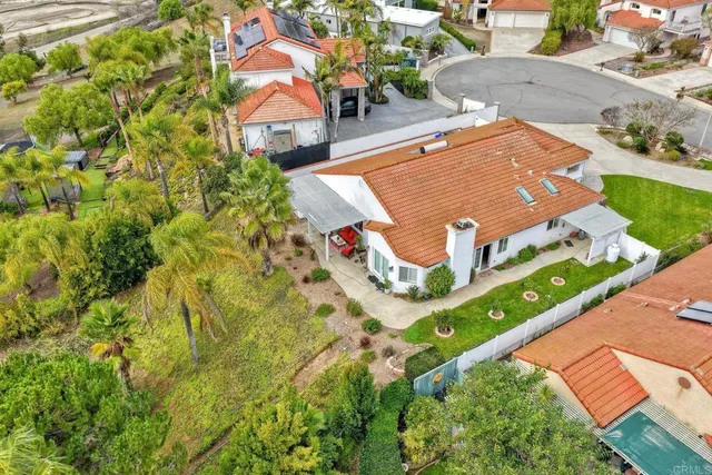 an aerial view of a house