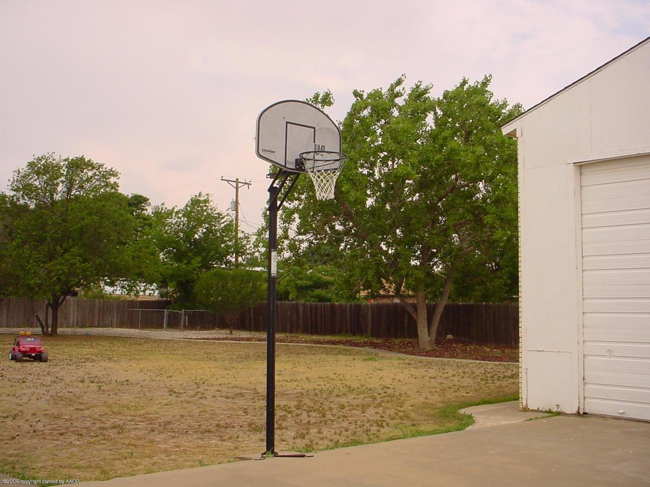 View of backyard from shop driveway