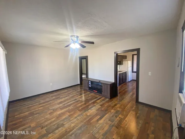 a view of a livingroom with a chandelier