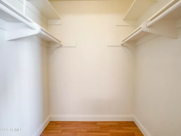 a view of a room with racks on the wall