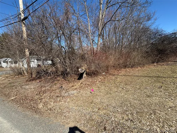 a view of a yard covered with snow in the background