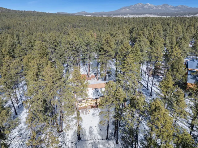 a view of a town with mountains in the background
