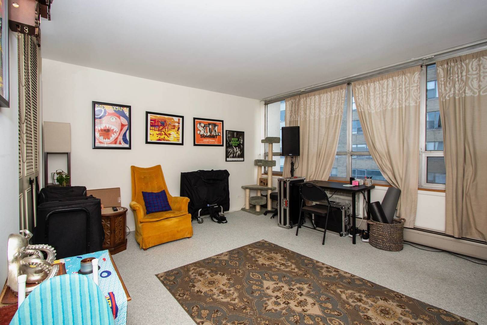 6171 North Sheridan Road, Unit 1112 Chicago, IL 60660 - Photo 9 of 16 a living room with furniture a rug and a fireplace