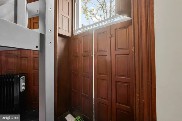 a view of elevator with hallway