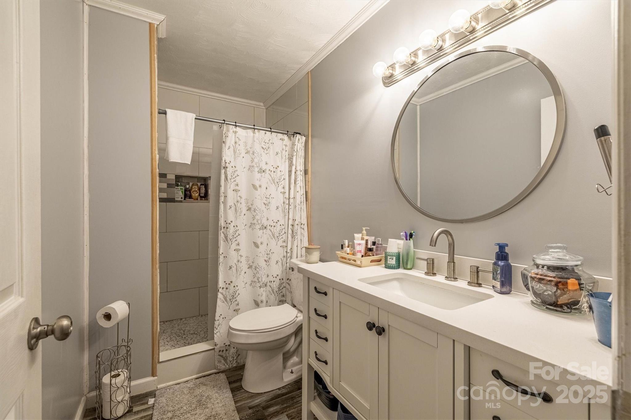 5933 Nubbin Creek Road Lenoir, NC 28645 - Photo 20 of 36 a bathroom with a double vanity sink toilet and shower