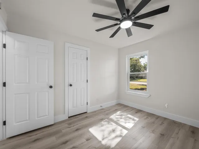 a view of small space with wooden floor