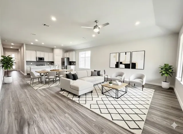 a living room with furniture