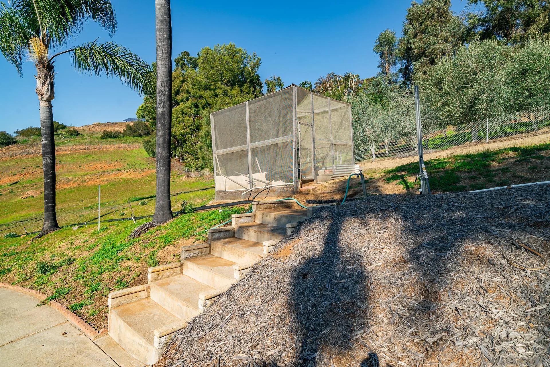2908 Lakemont Drive Fallbrook, CA 92028 - Photo 61 of 70 a view of a swimming pool with a lawn chairs and a dining table under an umbrella