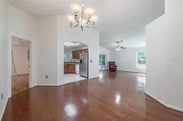 a view of a livingroom with wooden floor