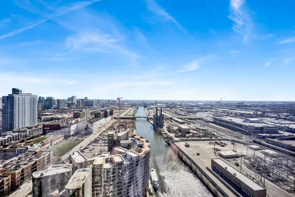 an aerial view of a city